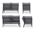 Set mobilier pentru gradina/terasa 4 piese Jacob, Bizzotto, tesatura ofelin/lemn de tec, gri carbune