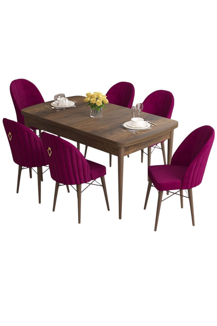 Set masa extensibila si scaune, Hanah Home, Roz, Baroc / Damasc - view 2