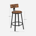 Set 2 scaune de bar, Vasagle, Industrial, 50.6x88.5 cm, PAL/otel, maro