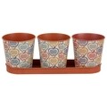 Set 3 ghivece cu tavita Apple, Creaciones Meng, 10x10, metal galvanizat