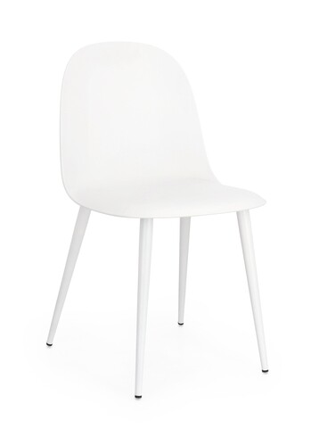 Scaun Ella, Bizzotto, 45x51.5x80.5 cm, polipropilena/otel, alb