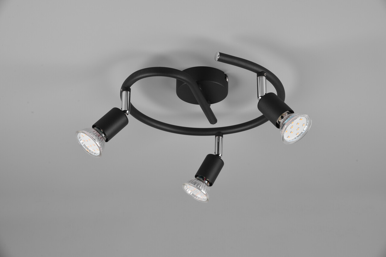 Plafoniera Paris, RL, 25x13.5 cm, 35W, 3x GU10, metal, negru mat