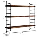Raft de perete, Evila Originals, Wr088, 60x57x15 cm, Lemn masiv, Nuc negru