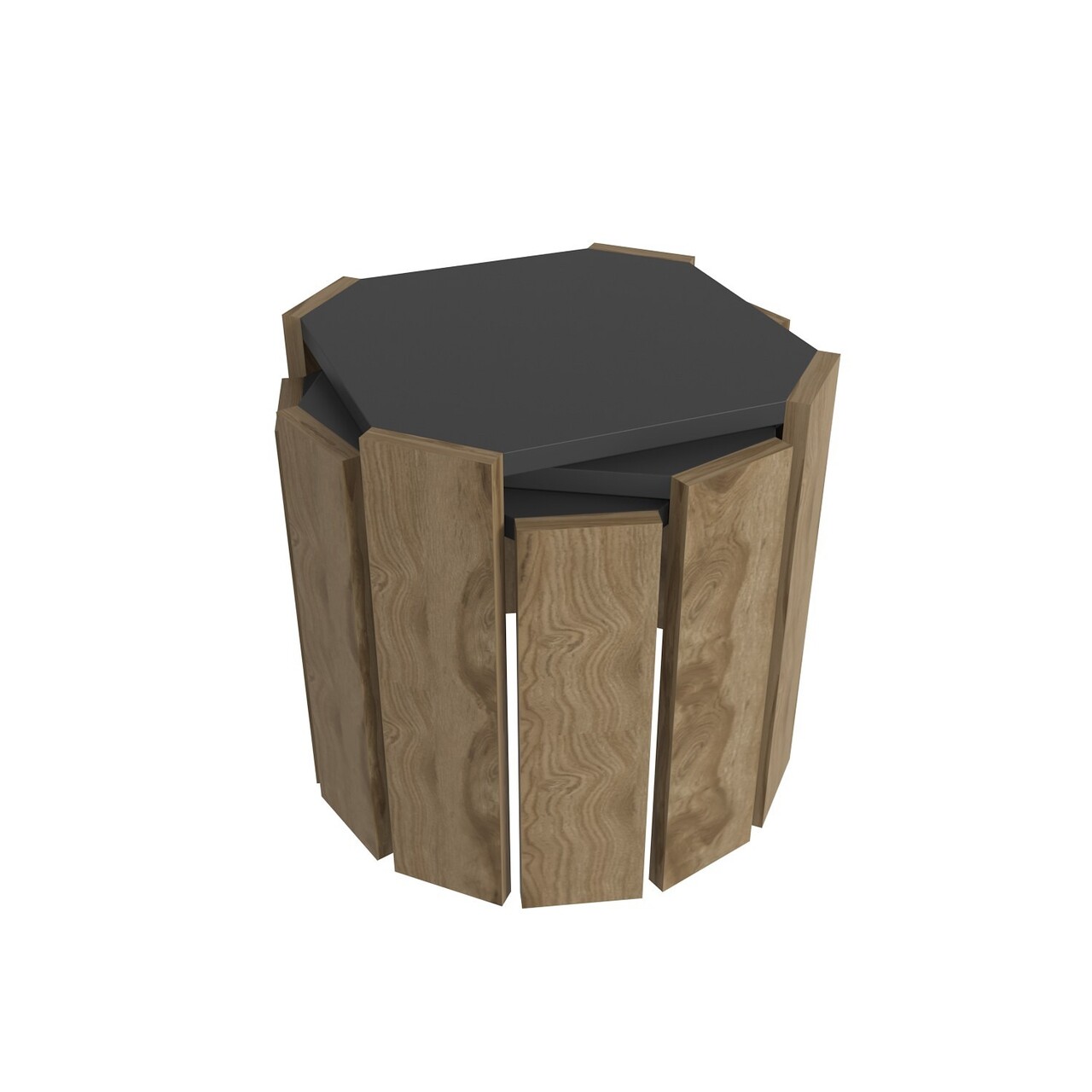 Masuta de cafea, Hanah Home, Lori, 44.5x41x44.5 cm, Antracit / Nuc - view 6
