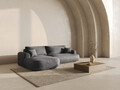 Coltar extensibil stanga 5 locuri, modular, cu lada depozitare, Ella, Micadoni Home, 271x174x94 cm, catifea, gri