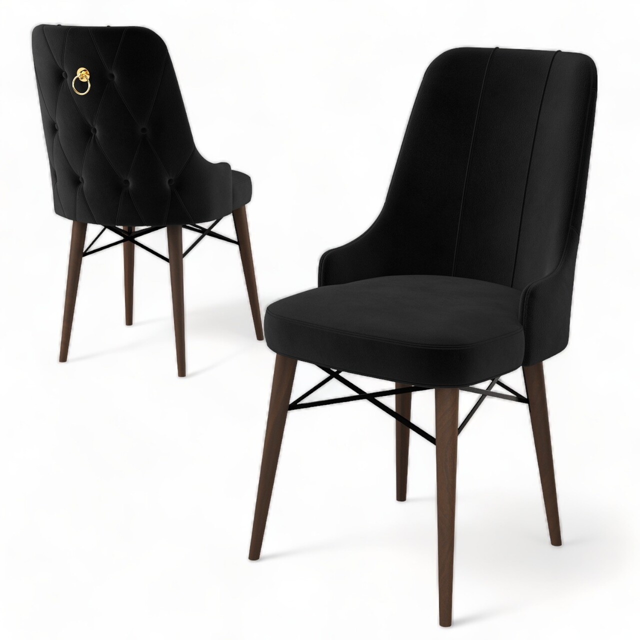 Set de scaune, Charlotte, Pare, Metal, Negru/Maro - 2 | YEO