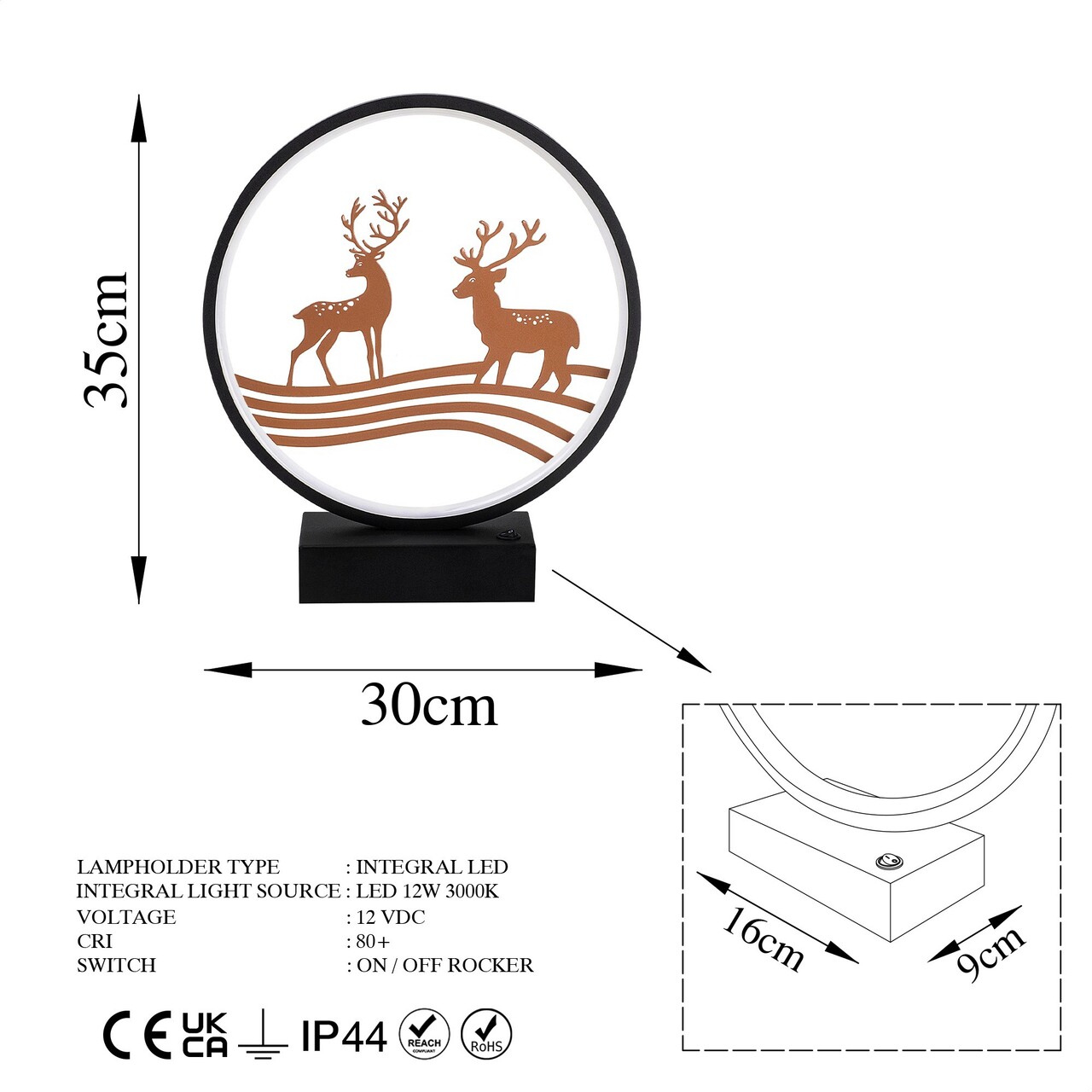 Lampa de masa, Shadow, 526SHD1136, Metal, Negru/Cupru