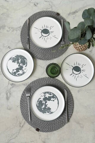 Set farfurii pentru desert, Hermia, 275KRM2596, Dimensiune: 22 cm (4 bucăți), Alb mat