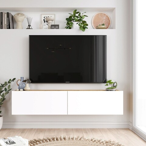 Comoda tv, locelso, fr10-aw, 140x29.1x31.6 cm, pin atlantic / alb