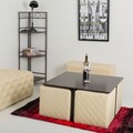 Set masa cafea si 4 taburete Creaciones Meng, 80x80x42 cm / 40x40x38 cm, MDF