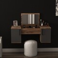 Masa de machiaj, Arnetti, Mercan, 100x74 cm, PAL, Nuc deschis / Antracit
