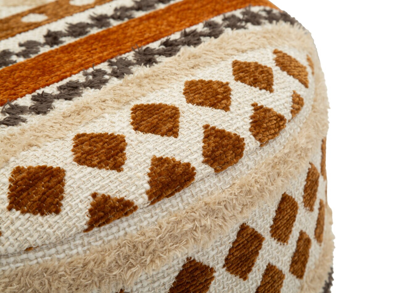 Taburet, Mauro Ferretti, Ethnic, 42x40 cm, poliester/lemn masiv, multicolor — imaginea 4