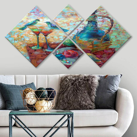 Set 4 tablouri decorative, 4mdf188401850, mdf, imprimat uv, multicolor