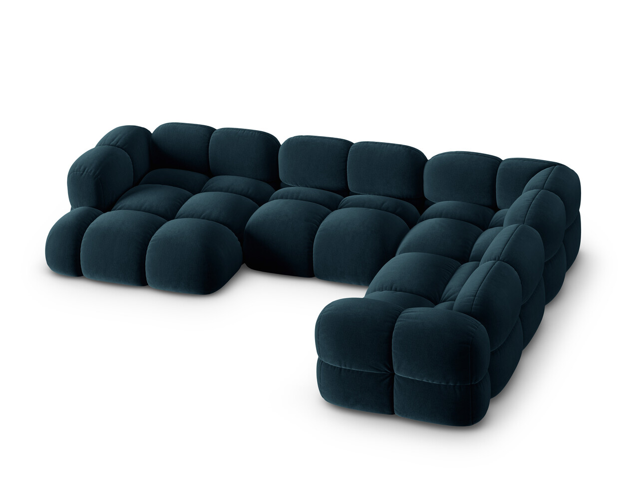 Coltar panoramic dreapta 5 locuri, Loretto, Cosmopolitan Design, 345x250x68 cm, catifea, albastru petrol inchis - 1 | YEO