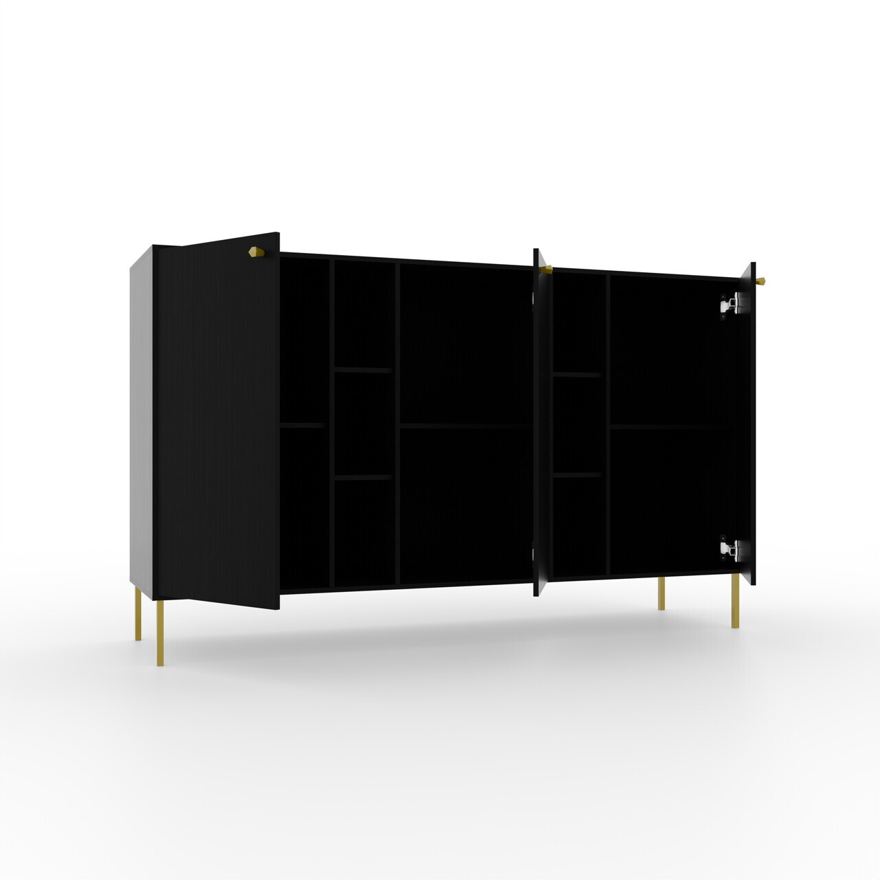 Comoda ADRK, Tili 3D 6P, 157.7x40.8x95 cm, PAL laminat, negru — imaginea 3