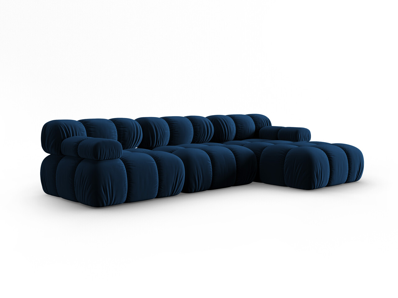 Coltar modular dreapta 4 locuri, Bellis-51, Micadoni Home, 282x155x70 cm, catifea, albastru regal - 1 | YEO