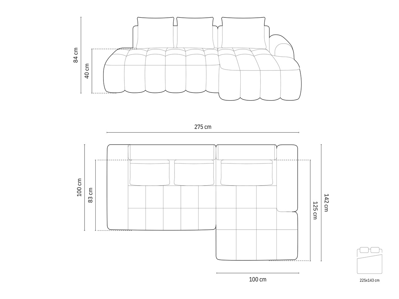 Coltar extensibil dreapta 3 locuri, Linz, Cosmopolitan Design, 275x142x84 cm, cotiera stanga, catifea, verde - 1 | YEO