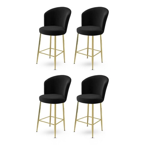 Set scaune  de bar 4 piese, Charlotte, Fora, Metal, Negru
