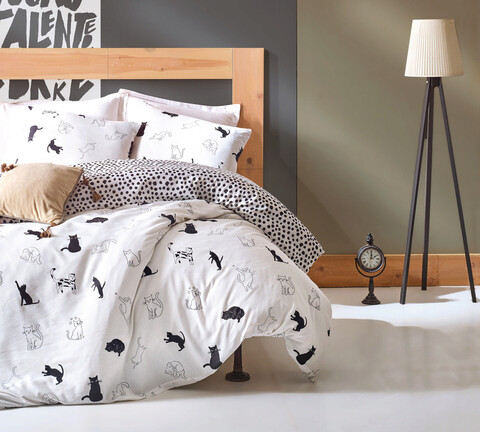 Lenjerie de pat dubla Super King (US) (ES), 3 piese, Patte, EnLora Home, 65% bumbac/35% poliester EnLora Home