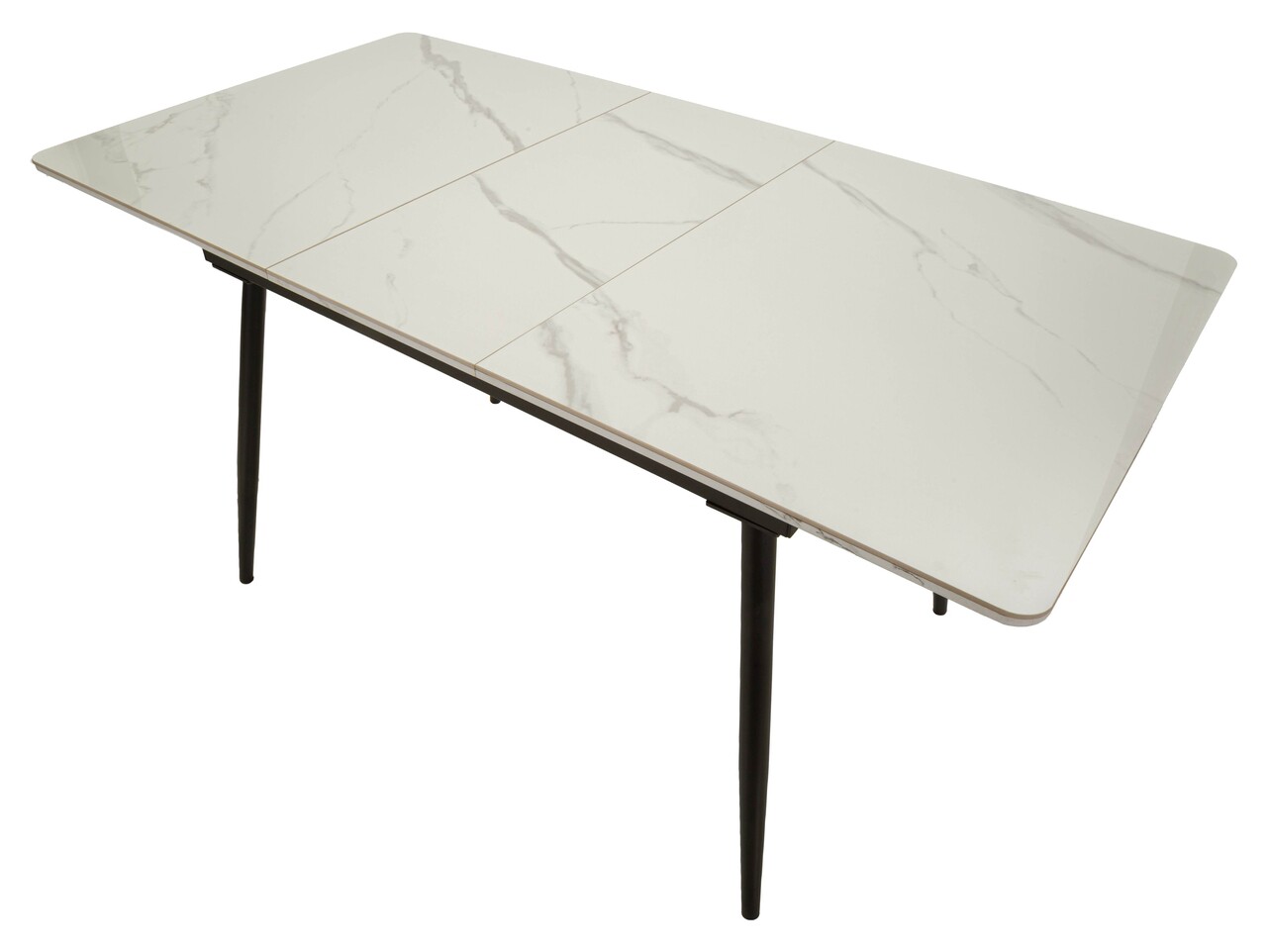Masa extensibila dining, Mauro Ferretti, Matt, 120-150x80x75 cm, metal/ceramica, negru/alb - imagine 5