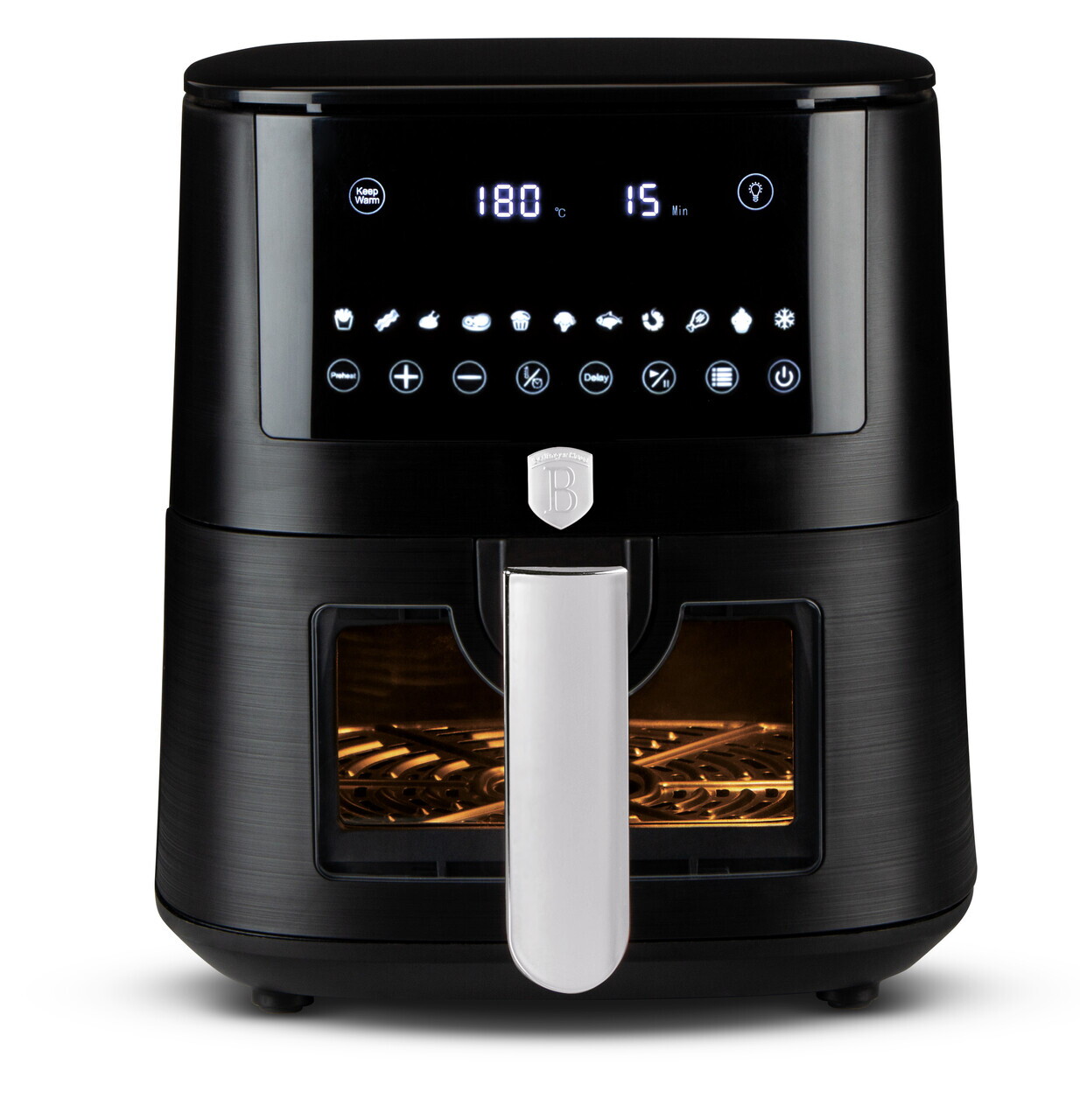 Friteuza cu aer cald si fereastra Berlinger Haus, Matte Black, 38.8x30x32.4 cm, 8 L, 1650W, negru mat - imagine 4