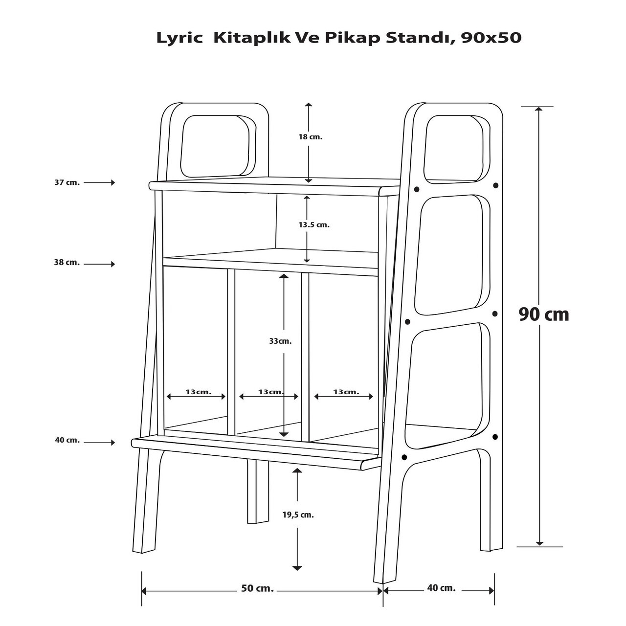 Suport pentru pick-up, Hanah Home, CPT4843-50, 50x90x40 cm, PLACAJ CARPEN, Maro — imaginea 6