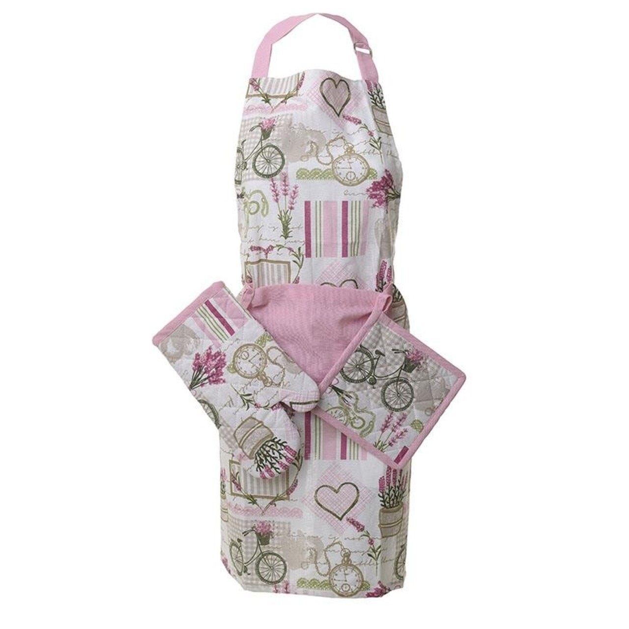 Set 3 Piese Pentru Bucatarie Love Pink, InArt, Bumbac, Roz