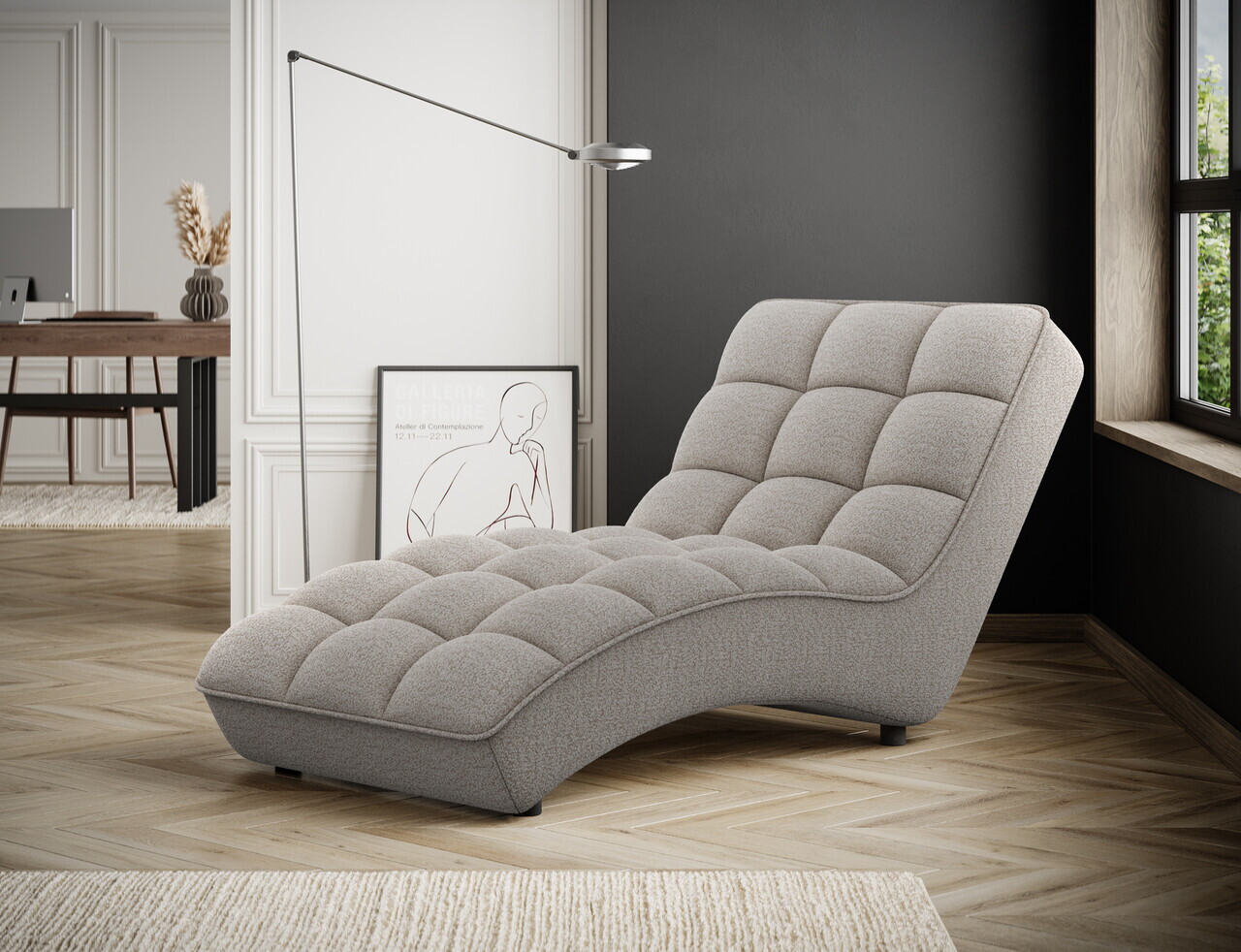 Sezlong living ELTAP, LOR-18ROY, Loren, 170x85x85 cm, poliester, bej inchis - view 2