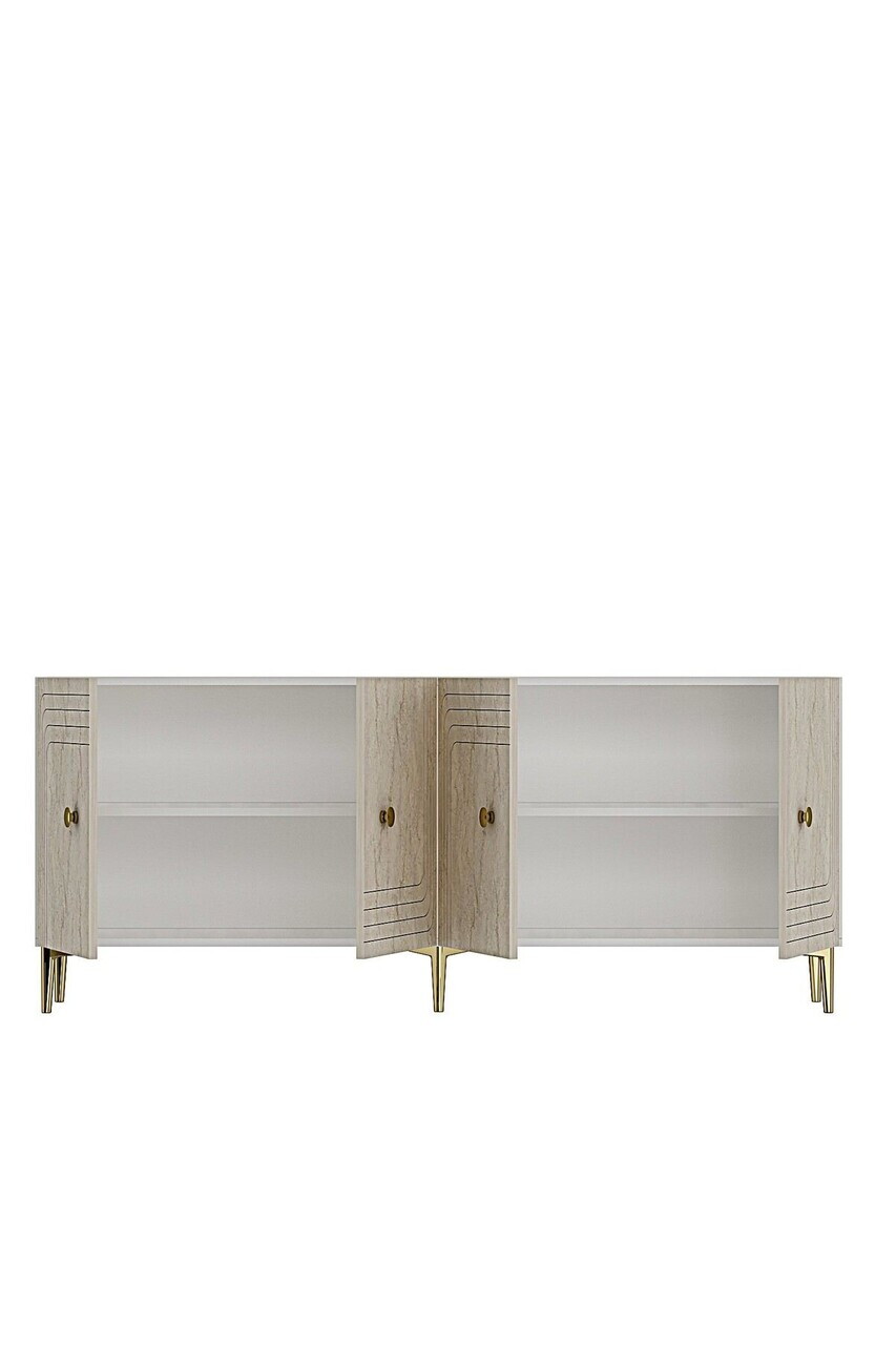 Consola, Hanah Home, Lessi 180, 180x75x32 cm, Alb / Travertin — imaginea 7