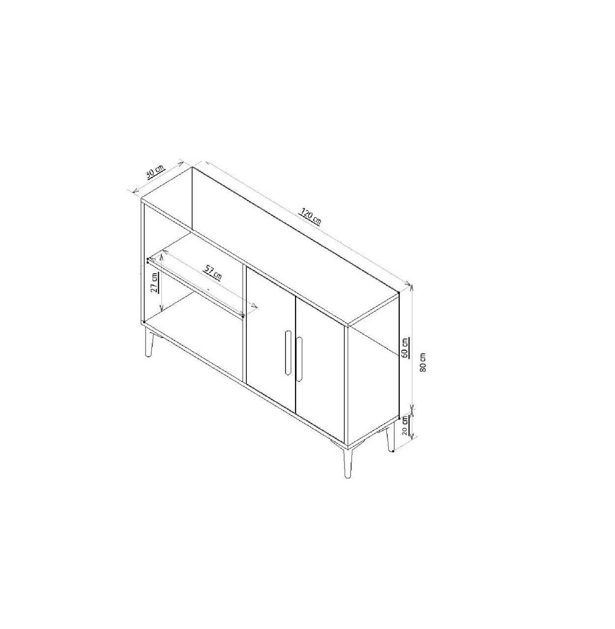 Consola, Odessa, Ahart, 120x80x30 cm, PAL, Stejar safir / Aur