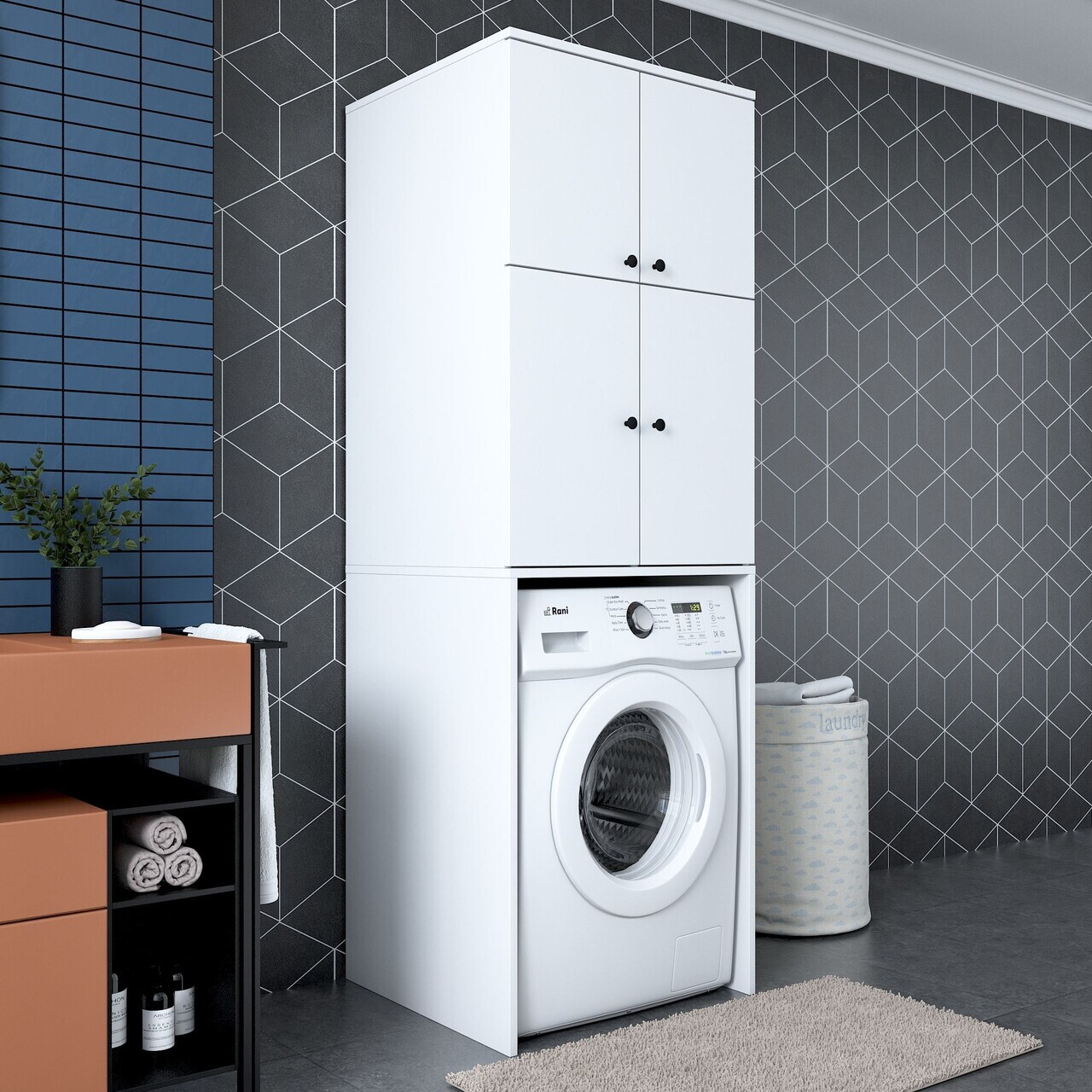 Dulap masina de spalat Hanah Home KD114 65x193.6x62.5 cm PAL MELAMINAT CALITATE E1 Alb