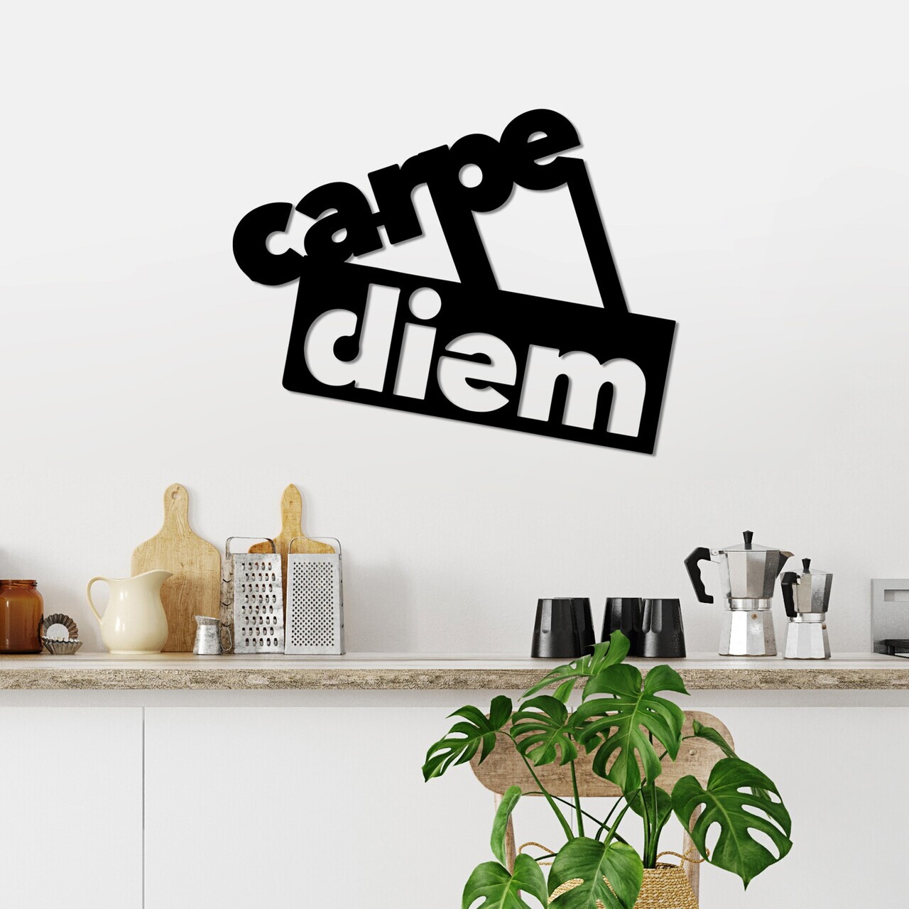 Decoratiune de perete, Carpe Diem 3, Dimensiuni: 56 x 44 cm, Negru — imaginea 3