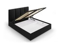Pat tapitat cu somiera rabatabila si lada depozitare, Juniper, Mazzini Sofas, 208x170x104 cm, catifea, negru