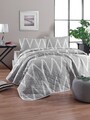 Set cuvertura de pat dubla 3 piese, Olivia - Grey, Eponj Home, 65% bumbac/35% poliester