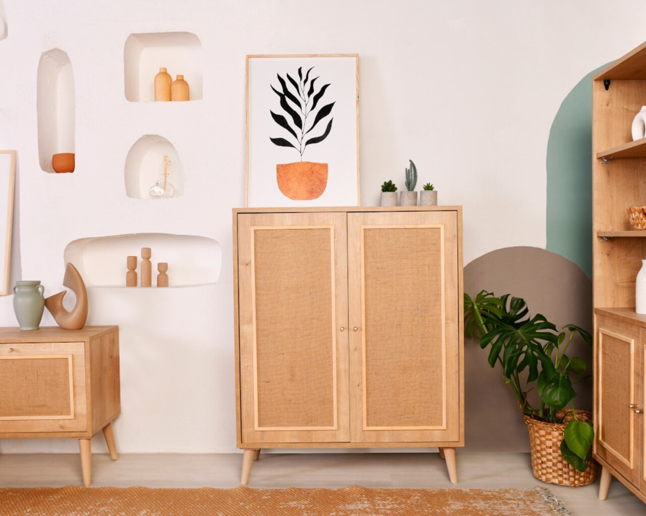 Bufet, Wolina, Jüt Sideboard, 40x90x110 cm, Lemn de carpen, Stejar - 1 | YEO