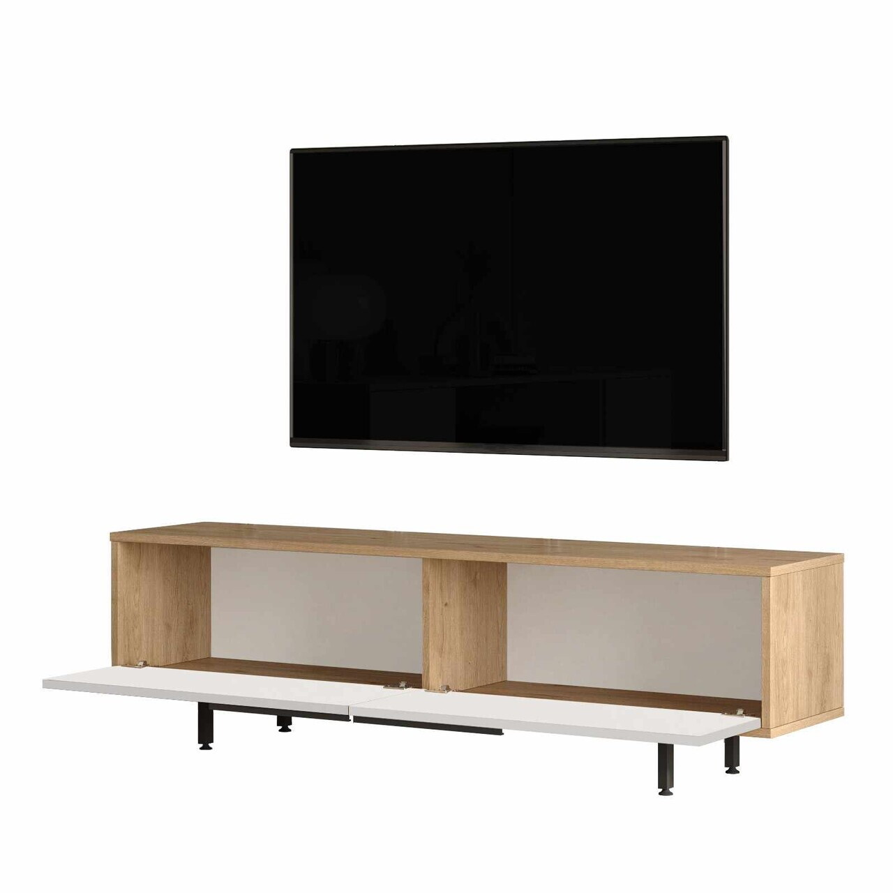 Comoda TV, Hanah Home, Boh1-Sw, 160x45.1x35.5 cm, PAL, Natural/Alb — imaginea 5