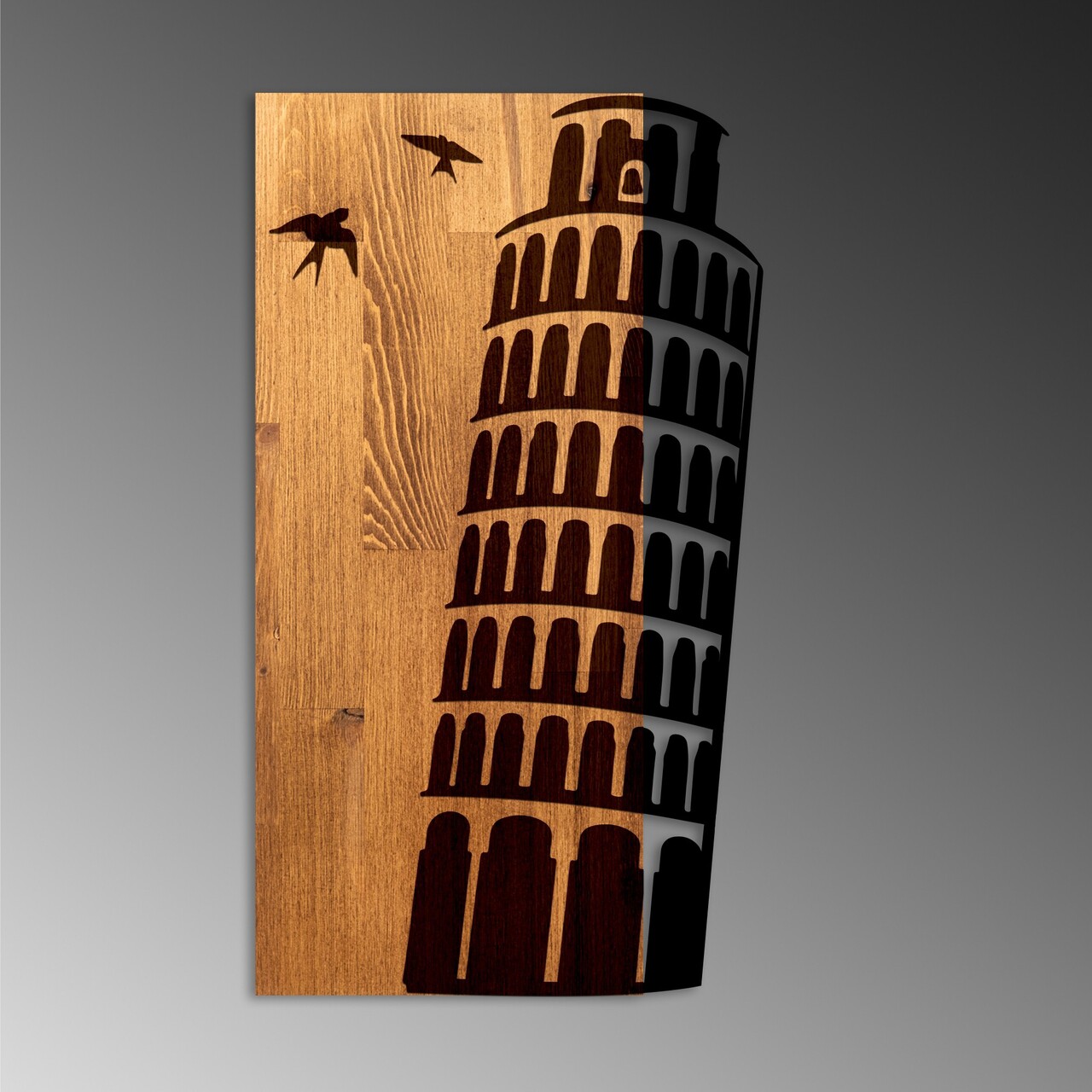 Decoratiune de perete, Pisa Tower, Lățime: 32 cm, Nuc / Negru - view 5