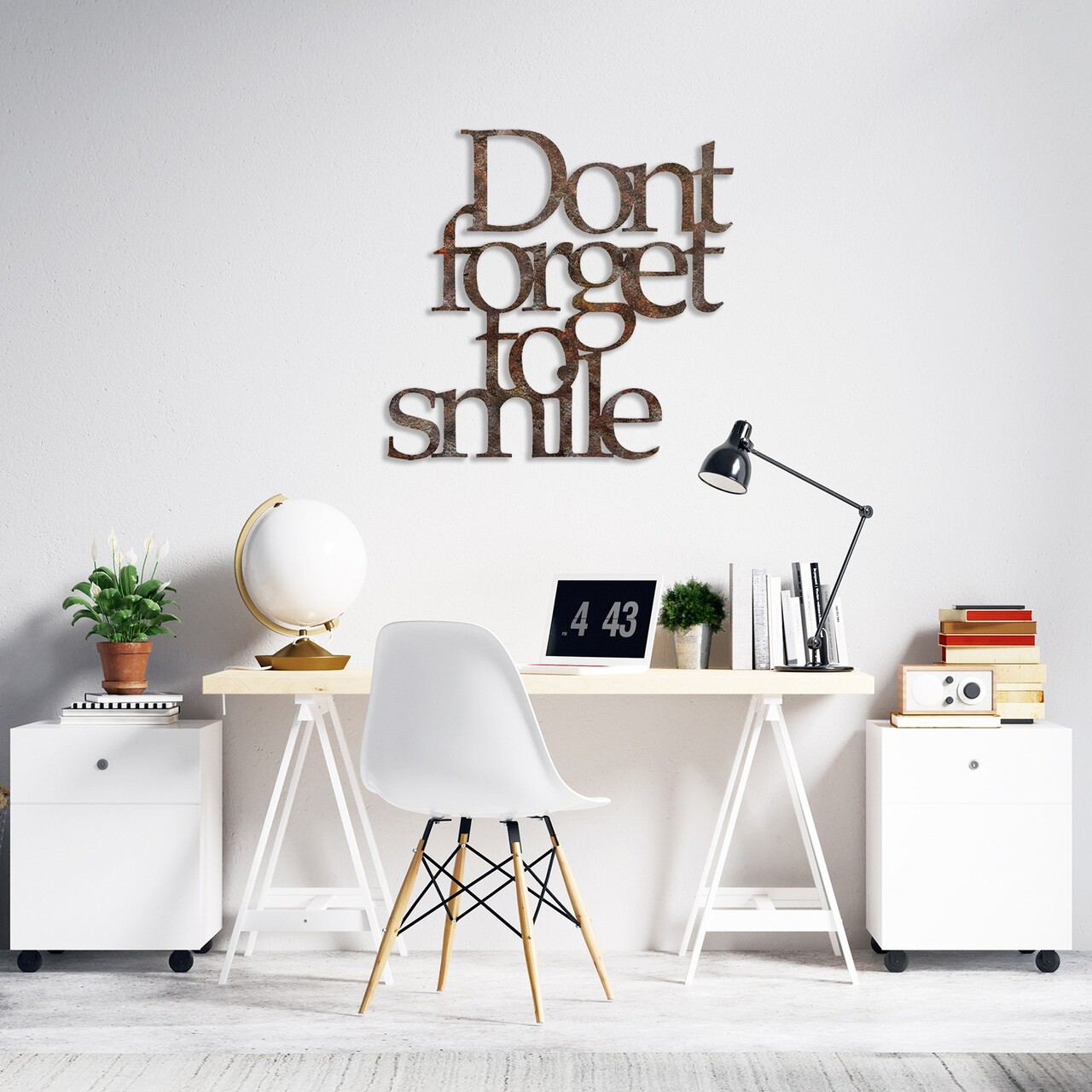 Decoratiune de perete, Rusty Dont Forget For Smile, Dimensiune: 67 x 70 cm, Maro antichizat - view 4
