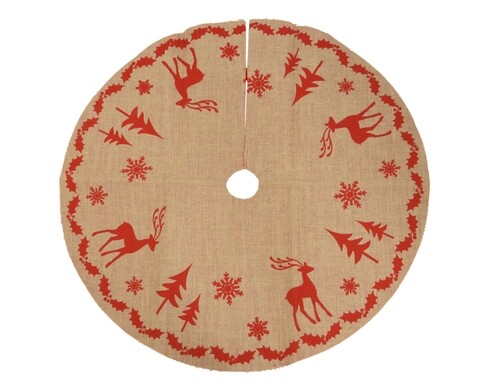 Covor pentru brad Hessian, Decoris, Ø85 cm, poliester, rosu