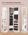 Dulap rotativ pentru bijuterii cu oglinda, Songmics, 55x161 cm, PAL/sticla, alb