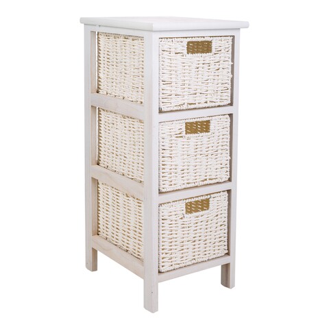 Comoda cu 3 cosuri Thea, Creaciones Meng, 26x32x63 cm, lemn de paulownia