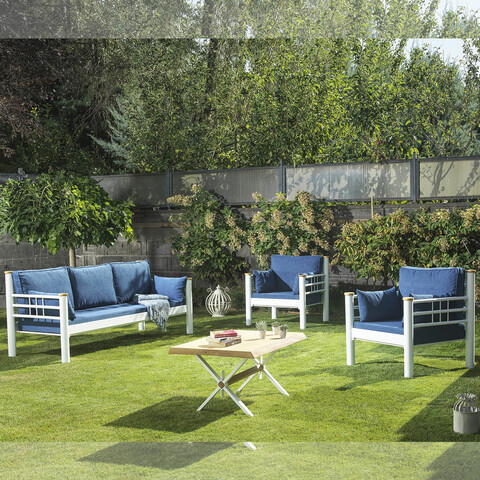 Set mobilier de gradina, heaven, kappis (3+1+1), alb / albastru închis