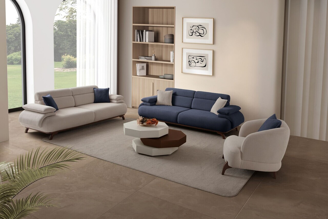 Canapea 3 locuri, Atelier del Sofa, 752EST1151, Lemn de carpen/PAL melaminat, Albastru navy - view 6