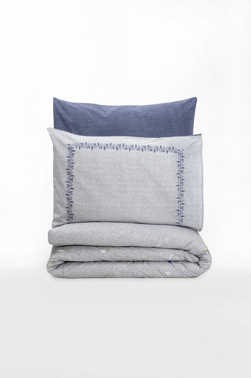 Lenjerie de pat dubla, Nitsa - Dark Blue, Cotton Box, Bumbac Ranforce