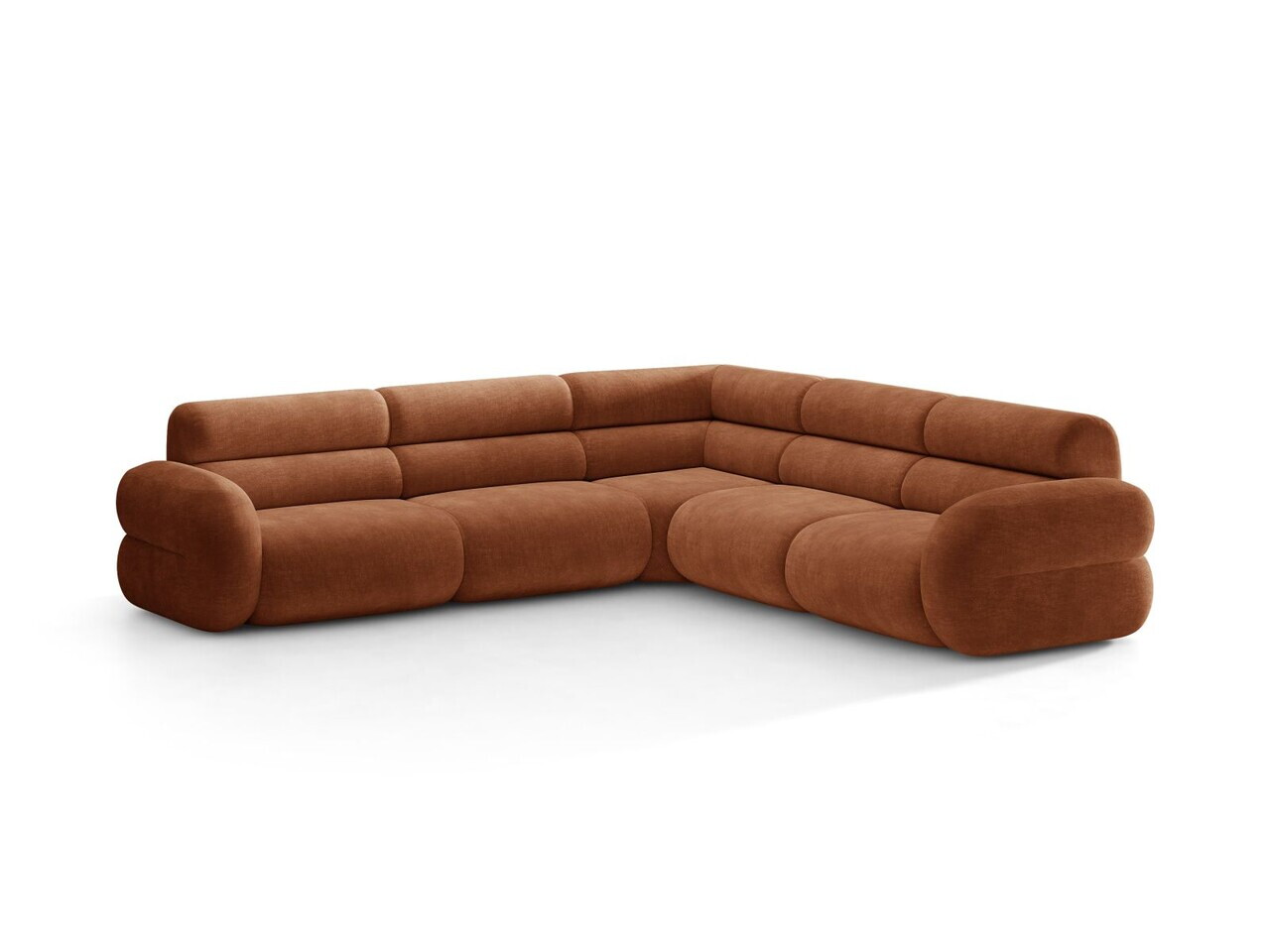 Coltar simetric 7 locuri, Neo, Micadoni Home, 295x295x83 cm, tesatura Chenille, teracota — imaginea 6