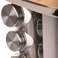 Set 12 recipiente pentru condimente si suport, Monroy, Homla, 17x17x22 cm, inox/bambus/sticla, argintiu/natur