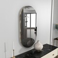 Oglinda decorativa, Siam, Riors, 45x85x2.2 cm, MDF , Gri inchis/Auriu