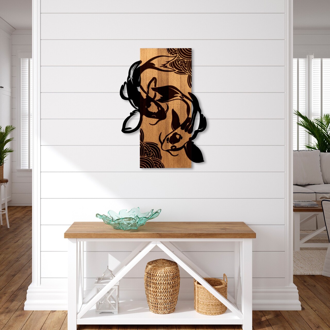 Decoratiune de perete, Fish Yang, Lățime: 43 cm, Nuc / Negru - view 3