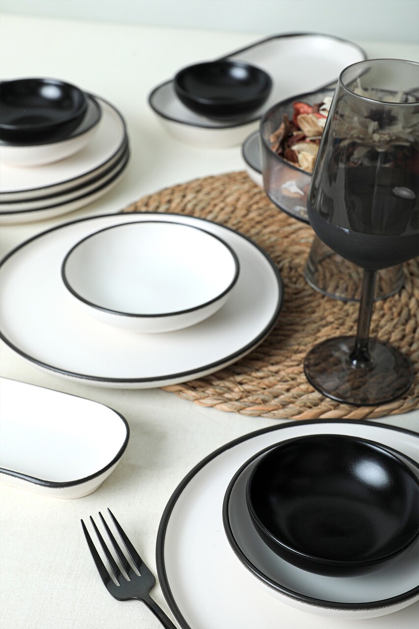 Set de mic dejun (18 piese), L'essentiel Maison, 275KRM1961, Antibacterian, Alb/Negru - view 3