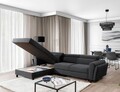Coltar extensibil stanga 4 locuri ELTAP, Mari-08, Mariall, 288x200x92 cm, lemn/poliester, gri inchis